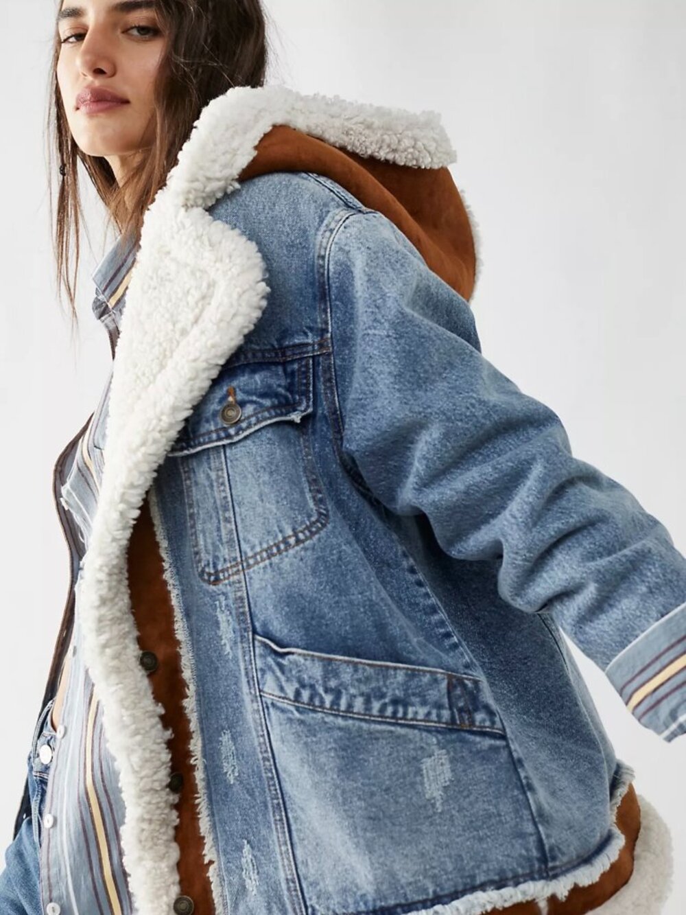 Free People Magnolia Cozy Denim Jacket At It Again Size S